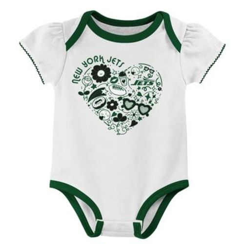 Nfl New York Jets Infant Girls' 3pk White Bodysuit - 6-9m