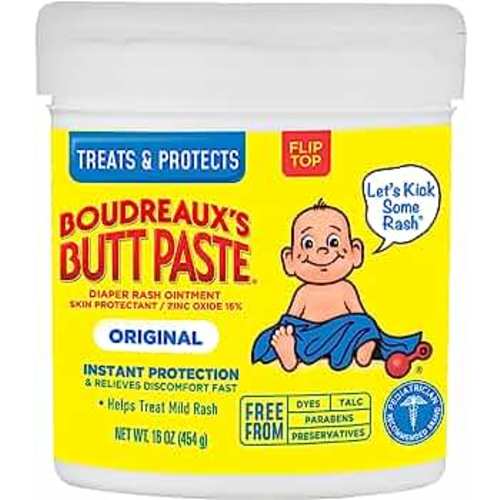 Boudreaux's Butt Paste Original Diaper Rash Cream, Ointment for Baby, 16 oz Flip-Top Jar