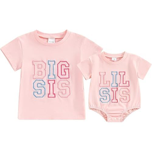 Toddler Baby Girl Boy Clothes Embroidery Bro/Sis Siblings Matching Outfits Toddler Big Brother/Sister Shirt