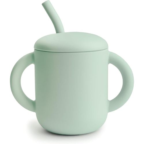 mushie 100% Silicone Training Cup & Straw for Toddlers | 6 Months+ (Cambridge Blue)