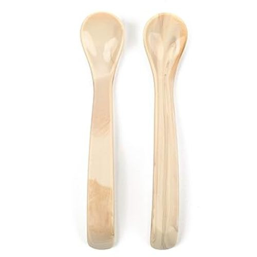 Bella Tunno Wonder Spoons - Soft Baby Spoon Set Safe for Baby Teething & Toddler Spoons, Food-Grade BPA Free Silicone Self Feeding Spoon 2pk, Tan