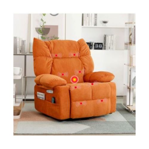 Swivel Power Recliner, Rocking Glider Chair with Massage & Heat