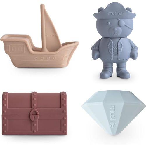mushie Pirate Bath Toys Play Set for Toddlers | 100% Food Grade Silicone | Mold Free, Pack of 4