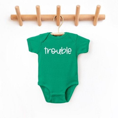 The Juniper Shop Trouble Baby Bodysuit - Newborn - Kelly