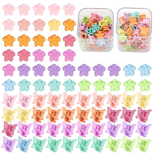 SuPoo 80 Pcs Butterfly and Floral Hair Accessories: Mini Clips, Tiny Colorful Claws for Girls, Babies, Toddlers, Y2K Style