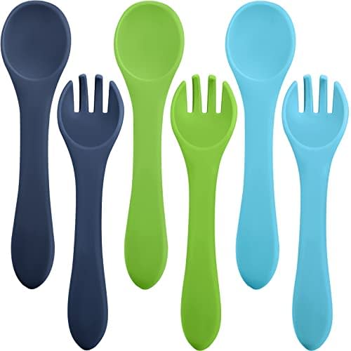 Deejoy Toddler Utensils with Travel Safe Case, Silicone Baby Spoons and  Fork Set for Self Feeding, Toddlers Feeding Training Spoon, Easy Grip