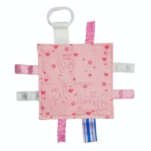Baby Jack The Learning Lovey Girl Newborn Hospital Blanket Pink Tag Crinkle Square Toy 8" x 8"