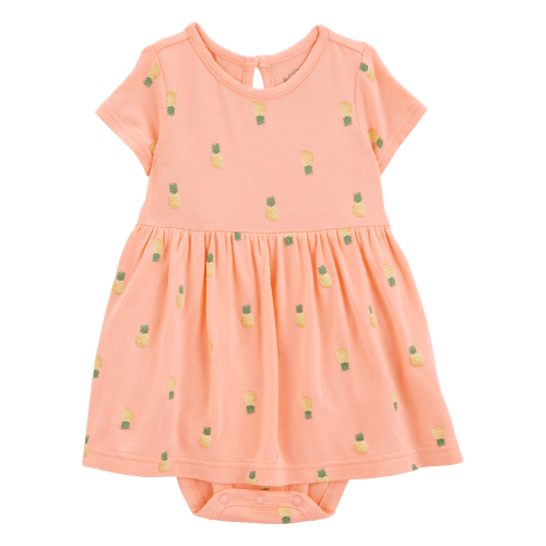 Baby Pineapple Print PurelySoft Bodysuit Dress - Coral - Carter's | Carter's