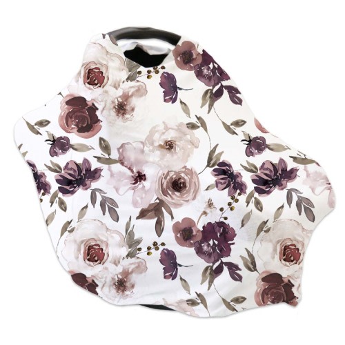 Demis Dusty Purple Floral Multi-Use Stretchy Car Seat & Nursing Cover
