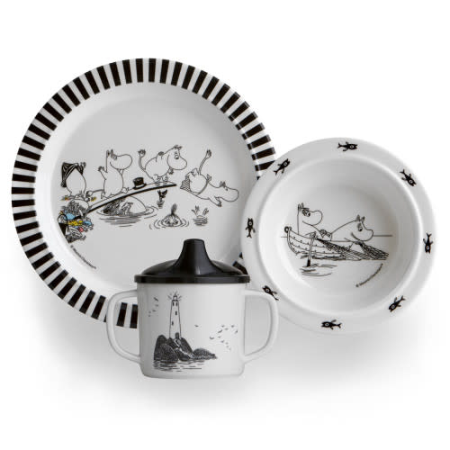 Moomin White / Black Children's Tableware Boxed Gift Set