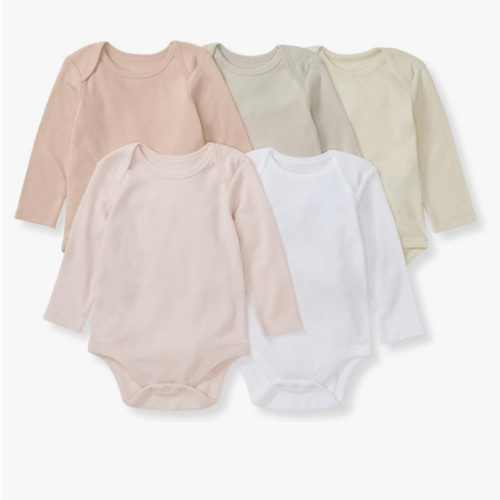 Burt's Bees Baby Unisex Organic Cotton Short and Long Sleeve Bodysuits, 5-Pack