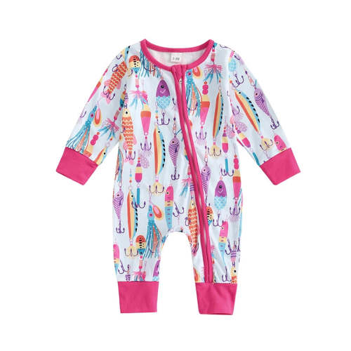 Baby Boys Girls Autumn Casual Romper Long Sleeve Crew Neck Fish Print – August + Willow