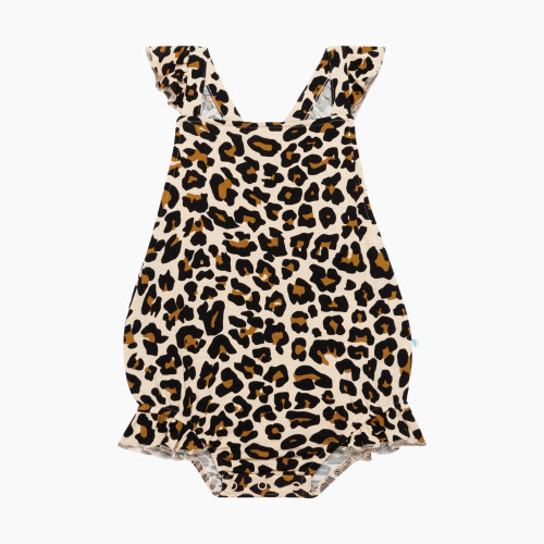 Posh Peanut Ruffled Strap Bubble Romper - Lana Leopard, 6-12 M