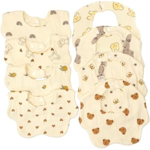 Muslin Baby Drooling Bibs Unisex Soft & Absorbent Multi-Layer Baby Bibs for Drooling and Teething Boys Girls