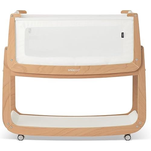 SnuzPod 5 Bedside Bassinet for Baby - Newborn bed with Zip Down Breathable Windows, Bedside Sleeper with Lift-Off Bassinet, Portable & Rocking Stand, 3-in-1 Baby Cradle with Wheels & Mattress, Natural