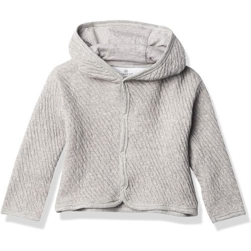 HonestBaby Snap-Front Hooded Jackets, Side-Snap Top, Hoodies in Cozy 100% Organic Cotton Infant Baby Boys, Girls, Unisex - Gray Heather - 12 Months