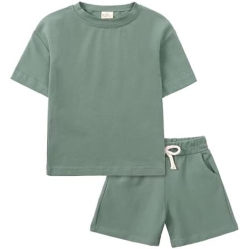 Toddler Boy Summer Outfits 3T 4T 5T Boys Clothes Kids Solid Shorts Set Cotton 2 Piece Clothing Sets