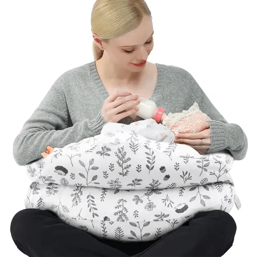 Chilling Home Nursing Pillow for Breastfeeding, Large Adjustable Breastfeeding Pillow with 100% Cotton Removable Cover (Leaves)