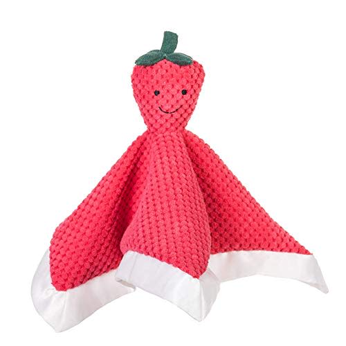 Apricot Lamb Stuffed Fruit Strawberry Security Blanket Infant Nursery Character Blanket Luxury Snuggler Plush Baby Lovey(Strawberry)