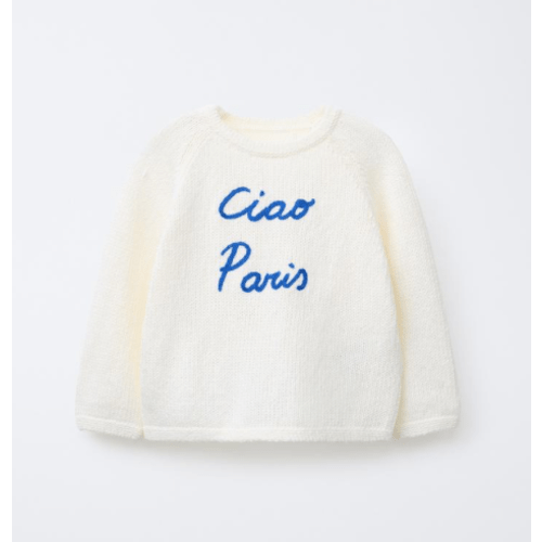 EMBROIDERED TEXT KNIT SWEATER - Ecru | ZARA United States