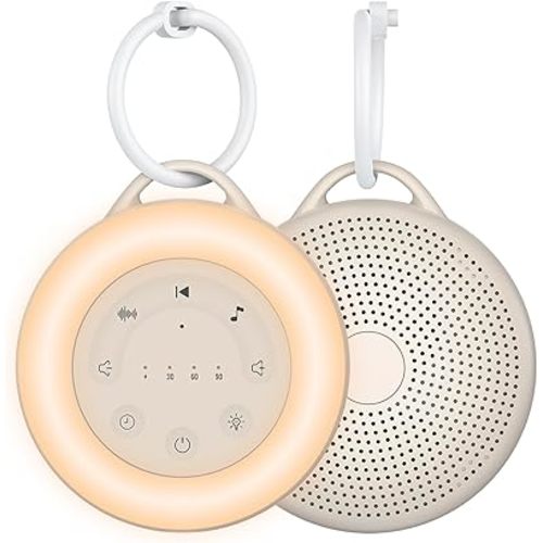 Portable White Noise Machine for Baby & Adults, 24 Soothing Sounds Sleep Sound Machine with Night Light, Timer & Memory Function, USB Rechargeable Portable Sound Machine for Travel Home Office