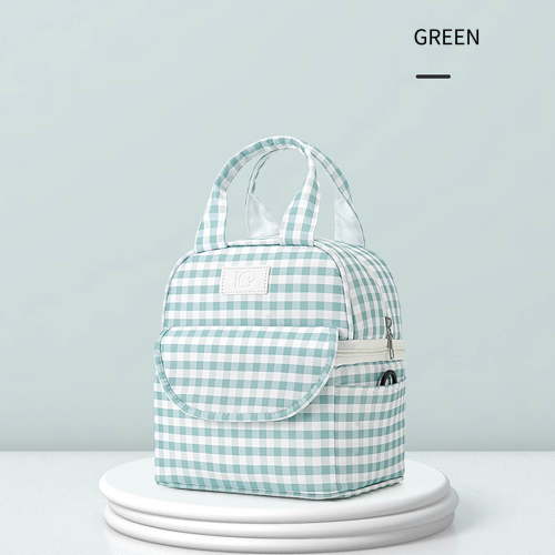 Insulated Breast Milk Cooler Bag with Checkered Pattern,Portable Mommy Backpack for Working Mothers,Temperature Control Lunch Bag for Outdoor and Commuting(Green)