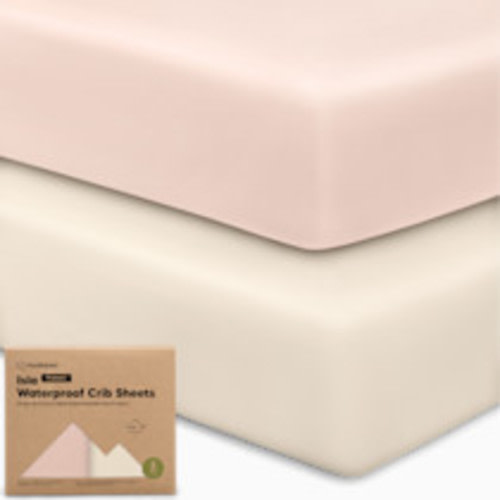 2-Pack Waterproof Baby Crib Sheets for Boys, Girls - 52x28 Viscose Derived from Bamboo Toddler Bed Sheet Neutral, Fitted Crib Mattress Protector Cover for Baby Bedding, Soft & Gentle (Cameo)