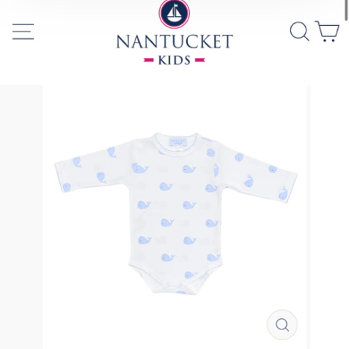 Whale Watch Essentials Pima Bodysuit-Chatham Bars Blue