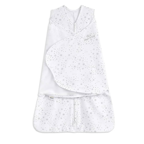 HALO 100% Cotton Sleepsack Swaddle, 3-Way Adjustable Wearable Blanket, TOG 1.5, Midnight Moons Grey, Small, 3-6 Months