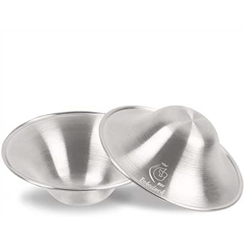 Boboduck The Original Silver Nursing Cups - Nipple Shields for Nursing Newborn, Newborn Breastfeeding Must Haves for Soothe and Protect Your Nursing Nipples - Trilaminate 999 Silver (X-L Size)