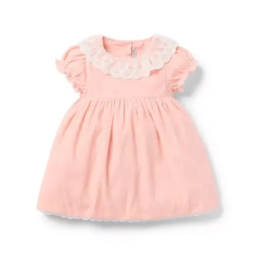 Baby Blossom Pink Baby Velvet Lace Collar Dress by Janie and Jack