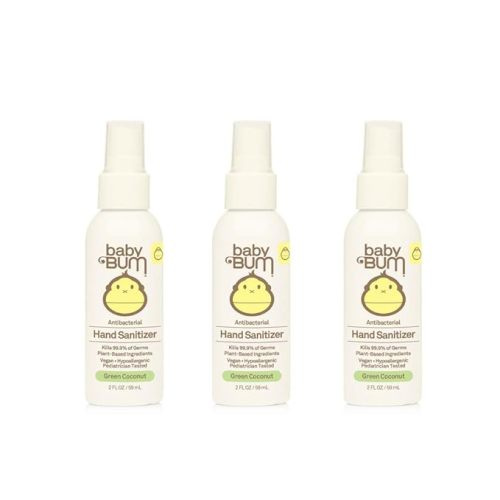 Baby Bum Hand Sanitizer - Antibacterial Spray - Natural Fragrance Non-Drying Coconut and Aloe Formula Perfect for Sensitive Skin - Travel Size - 2 Ounce (Pack of 3) - 2 Fl Oz (Pack of 3)