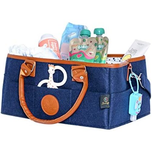 Baby Diaper Caddy Organizer Large Tote - Baby Diaper Organizer Caddy Perfect for Nursery Changing Table, New Born Shower, Car Storage Basket or Moving Room to Room - Boy or Girl
