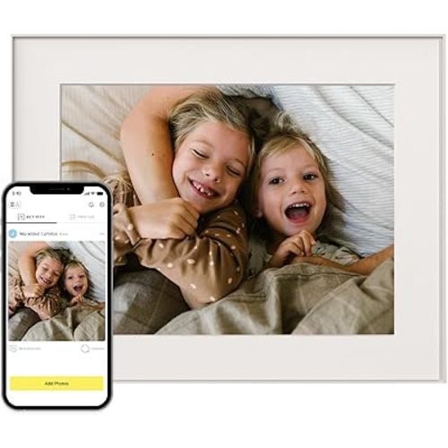 Aura Walden 15" WiFi Digital Picture Frame | Wirecutter's Best Digital Frame for Gifting | Send Photos from Your Phone | Quick, Easy Setup in Aura App | Free Unlimited Storage | White Clay
