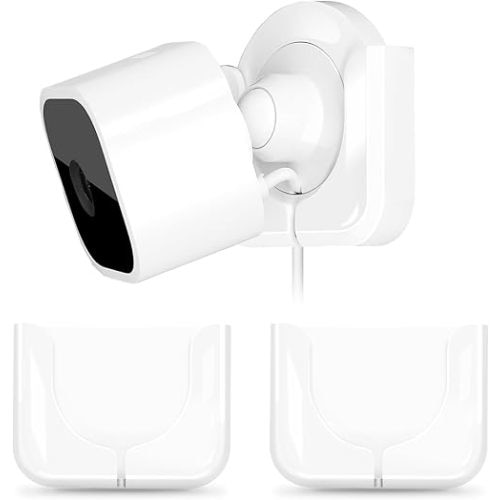 Blink Mini Camera Adhesive Wall Mount - Compact Durable Plug-in Mount Bracket, 3M VHB Strong Adhesive Strips, No Drill, No Screws, Decorate Damage-Free, Easy Set up - 2 Packs (White)