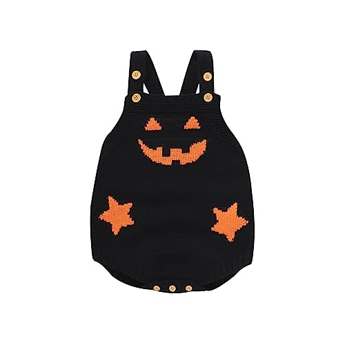 Doisbetthsay Baby Boy Girl Halloween Clothes Newborn Pumpkin Knitted Romper Suspender Jumpsuit Christmas Santa Outfits