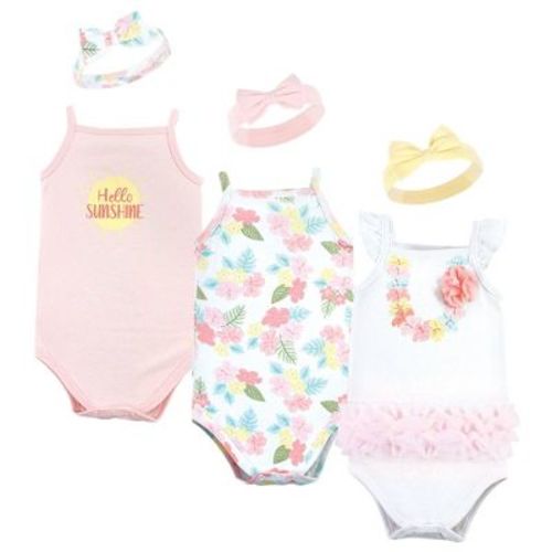 Little Treasure Baby Girl Sleeveless Bodysuit And Headband Set, Hawaiian, 9-12 Months