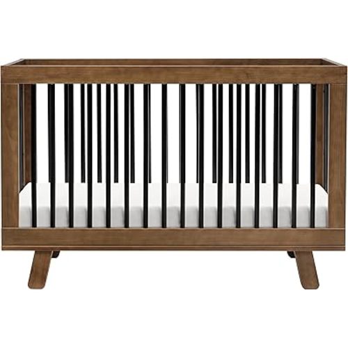 Babyletto Hudson 3-in-1 Convertible Baby Crib, Natural Walnut/Black