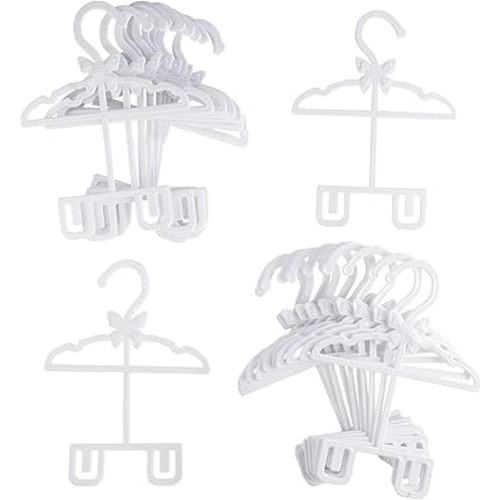 White Full-Outfit Hanger 24pk for American 18" Doll Clothes- Hold Your Tops & Bottoms Together Including Dresses, Pants, Shirts, Skirts, & Accessories- Perfect Girl Gift Set