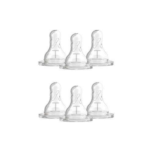 Dr. Brown’s Level T Narrow Baby Bottle Nipple, Slower Flow Rate for Infants, 100% Silicone Bottle Nipple, BPA Free, 0m+ – 6-Pack
