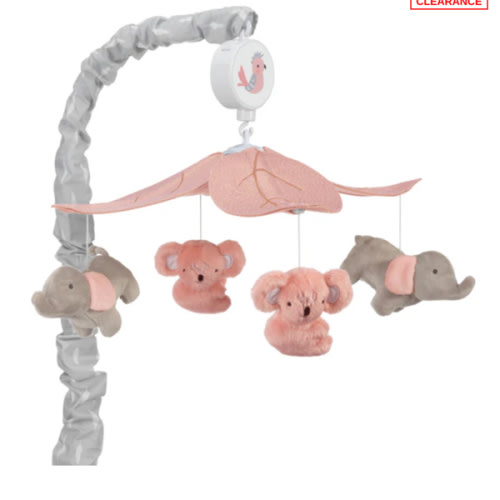Calypso Pink/Gray Koala & Elephant Musical Baby Crib Mobile – Lambs & Ivy