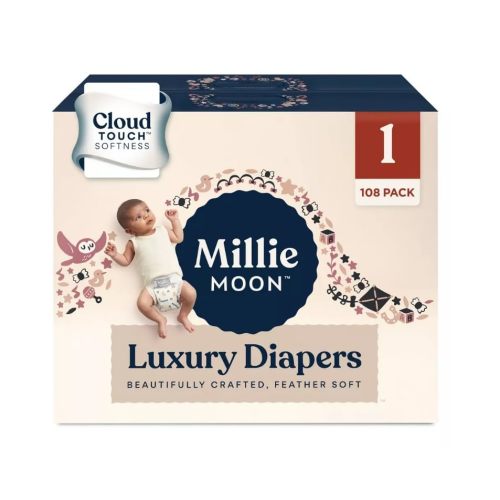 Millie Moon Luxury Diapers (Size-1 and Count-108) Diaper Weight Range: 6 to 11 lbs