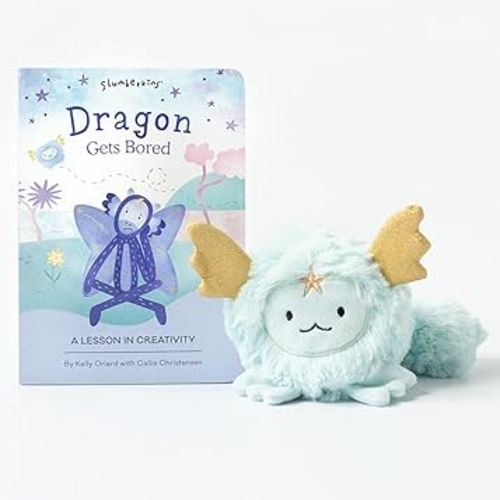 Slumberkins Dragon Gets Bored Board Book & Floof Mini | Supports Creativity & Social Emotional Intelligence for Ages 0+