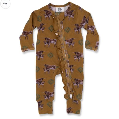 Southwest Longhorn -Ruffled- Folding Feet Jammies – Cowkid Clothing Company