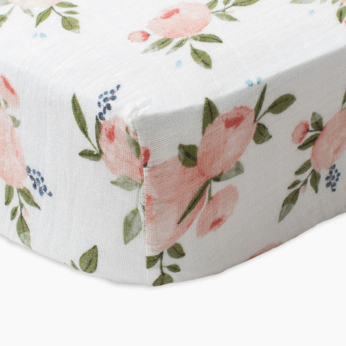 Little Unicorn Cotton Muslin Crib Sheet - Watercolor Roses