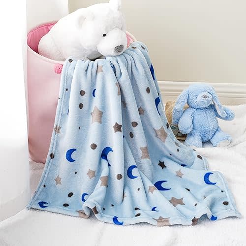 Bunnikins & Clover Lightweight Plush Flannel Baby Blanket Super Soft for Boys and Girls, Kids Floral Fleece Nursing Blanket, Portable Bed Throws for Baby Crib and Toddler Bed, 30"x36"
