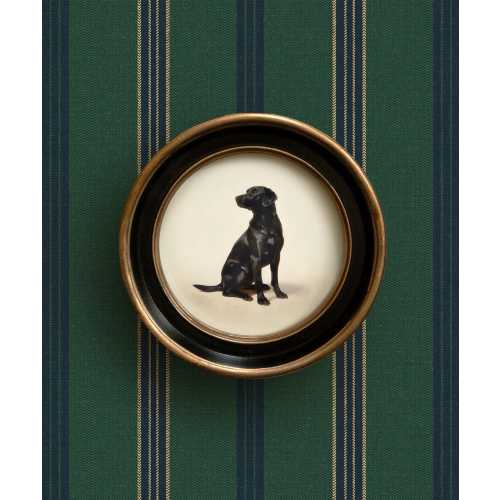 Black Lab Dog Art Print | Vintage Style Round Frame | Black Labrador Wall Artwork | Dog Painting for Home, Office, Nursery, Boy's Room Decor