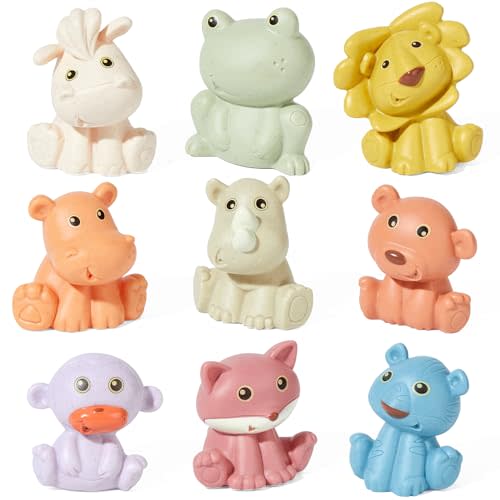 BYKASIST Baby Bath Toys for Babies 6-12 Months 9 Pack No Hole Wildlife Animal Mold Free Bath Toys Safe and Non Toxic Water Play Kids Preschool Education Toy Learning Skills for Bathroom