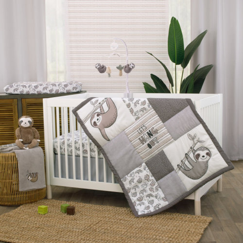 Indigo Safari Nojo Sloth Let's Hang out 3 Piece Crib Bedding Set & Reviews | Wayfair