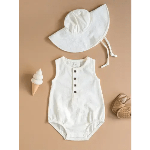 Wren Seersucker Bubble Romper - Coconut